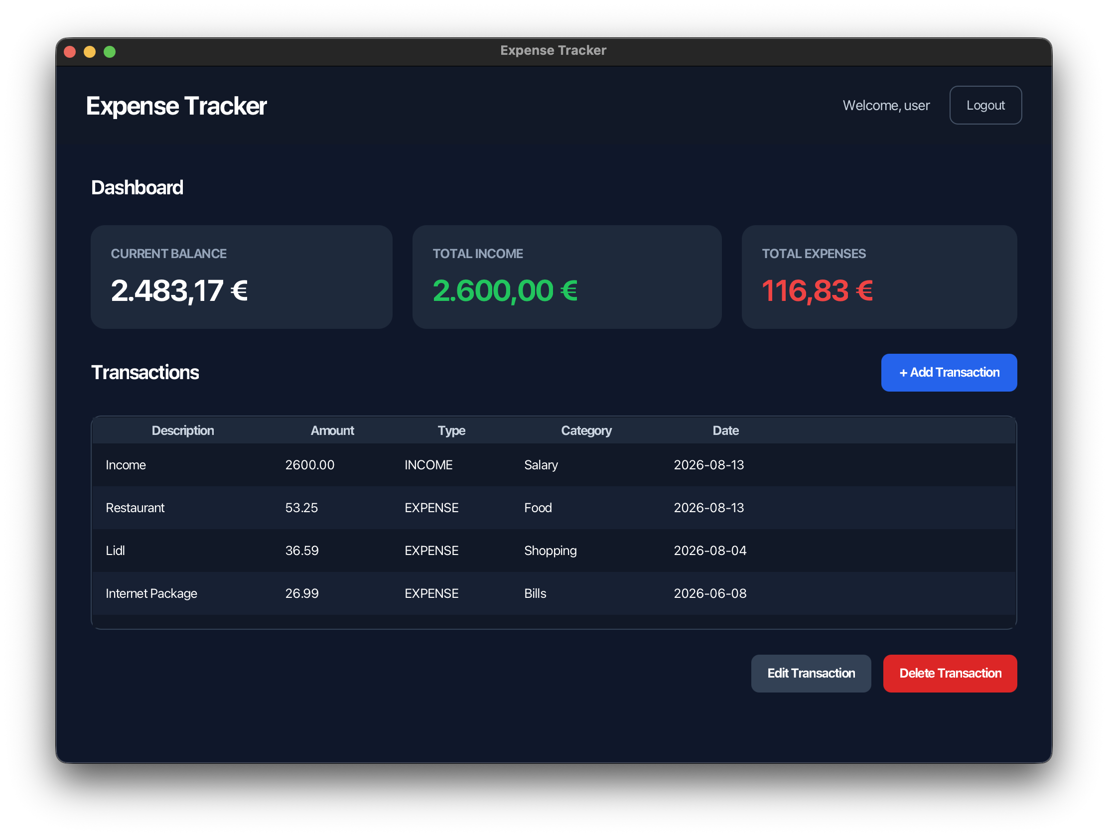 Expense Tracker application